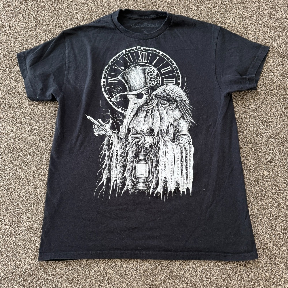 Vampire Freaks Black Plague Doctor With Raven Men's Size M Adult Horror T Shirt